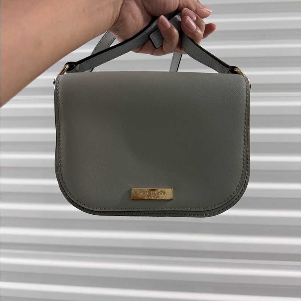 kate spade Gray Mini Top-Handle Crossbody with Gold Hardware